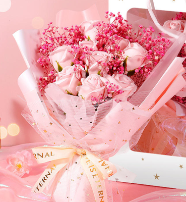 Un bon prix. Fleurs de savon cadeau fleur artificielle fleurs de savon bouquet pour la Saint-Valentin cadeau en ligne