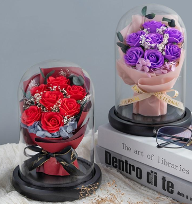 Un bon prix. Fête des amours Sabon fleur de roses Cadeaux Présents Galaxie Fleurs artificielles Cadeau Sabon Bouquet de fleurs dans Globe de verre en ligne