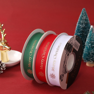 Un bon prix. Ruban 2.5cmX50Y de gros-grain de Noël d'emballage de cadeau de Joyeux Noël ruban de gros-grain de 1 pouce en ligne