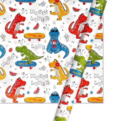 Un bon prix. Le dinosaure blanc a modelé 50CMX70CM que le cadeau enveloppent le petit pain de papier pour le paquet de jouets en ligne