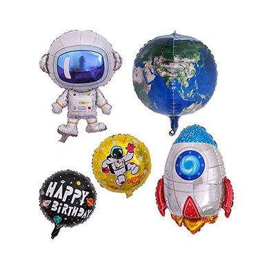 Un bon prix. Astronaute orienté Rocket Pattern 5Pcs de ballons de partie de Mylar d'aluminium d'espace extra-atmosphérique en ligne